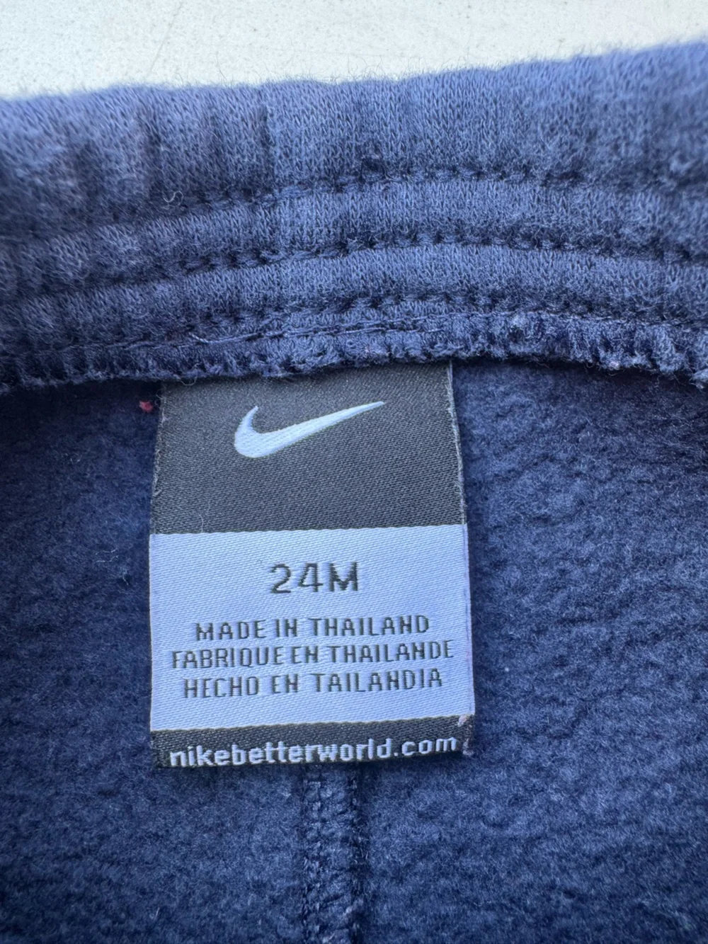 Nike Boys Navy Sweatpants with Yellow Swoosh and Gray Side Panels